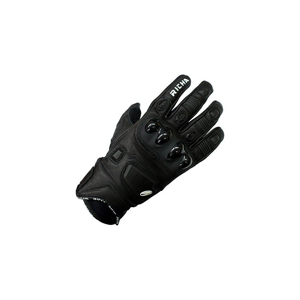 (Small) Richa Rock Black Short Leather Sports Summer Motorcycle Gloves-image-OPC-PQB7Y9-NEW