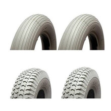 (Full Set (2 Front and 2 Rear Tyres), Black) Mobility Scooter Puncture Proof Tyres – 300-4 / 260 x 85 - Solid Tyres