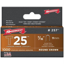 Arrow Fasteners 257 T25 Staple  .44 in.  1 000 Pk