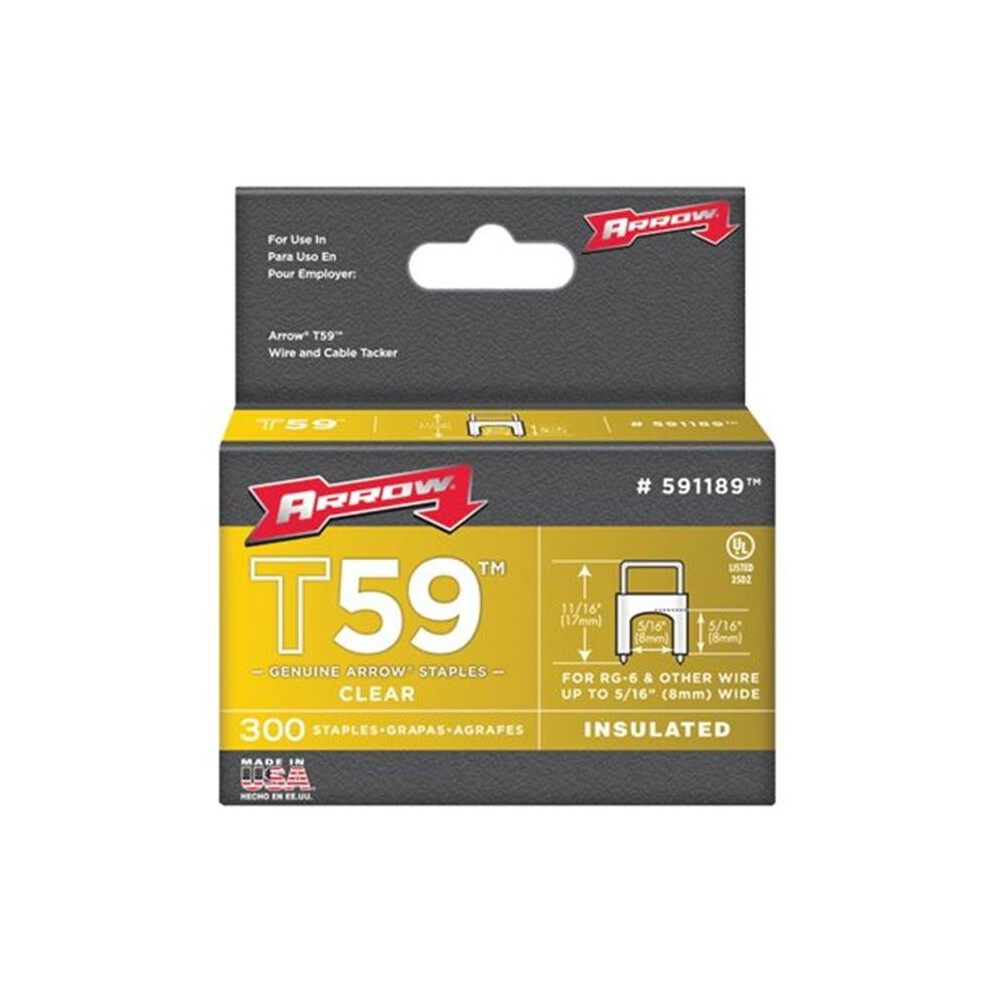 Arrow Fastener 091-591189 .31 in. X .31 in. Insulated Staple Clear 300- Box