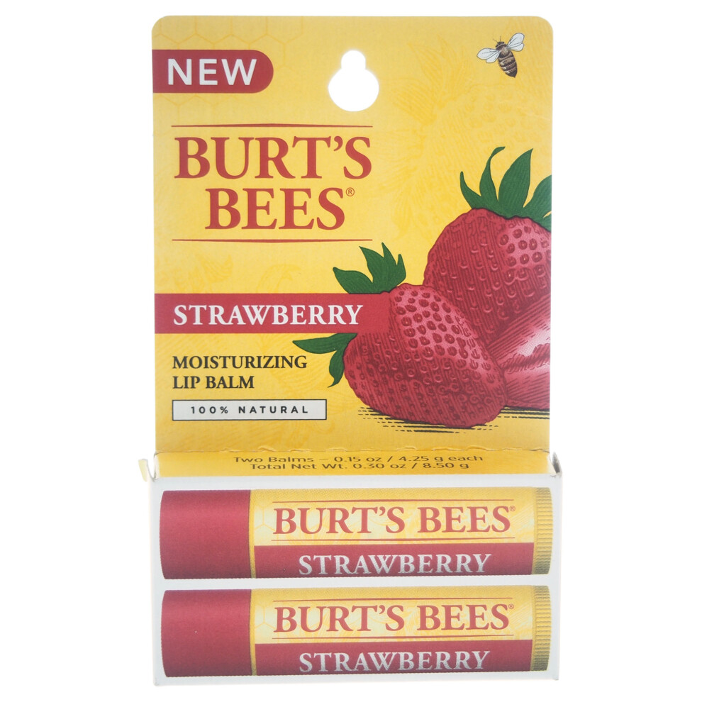 Burts Bees Strawberry Moisturizing Lip Balm Twin Pack - 2 x 0.15 oz Lip Balm