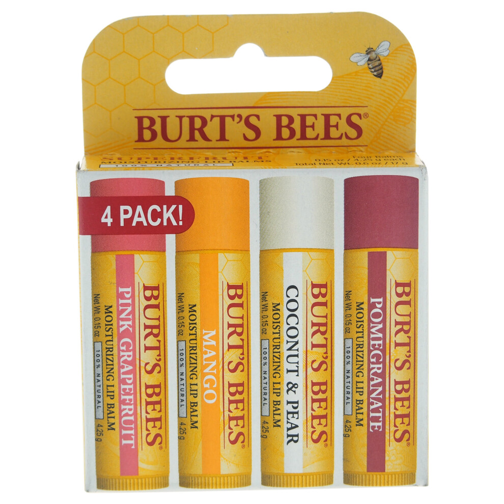 Burts Bees Superfruit Moisturizing Lip Balm Pack - 4 x 0.15 oz 0.15oz Pomegranate Lip Balm, 0.15oz Coconut & Pear Lip Balm