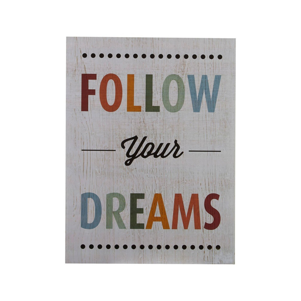 Premier Housewares Follow Your Dreams Wall Plaque, Mdf - Multi-Coloured