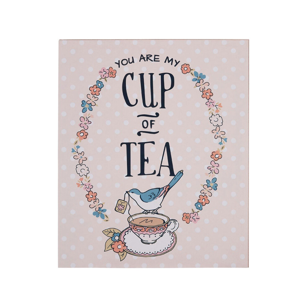Pretty Things Cup of Tea Wall Plaque, MDF - Multi-Colour