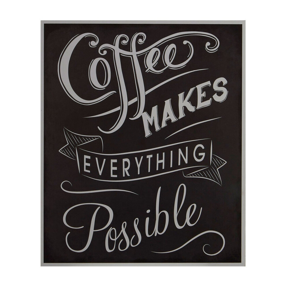 Premier Housewares Coffee Makes Everything Possible Wall Plaque, Mdf - Black