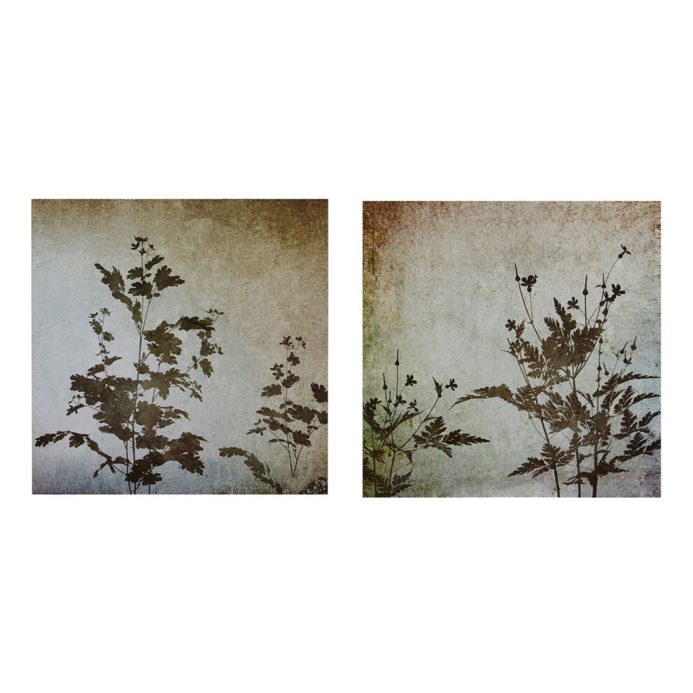 Set of 2 Textured Florals Wall Plaques - Natural