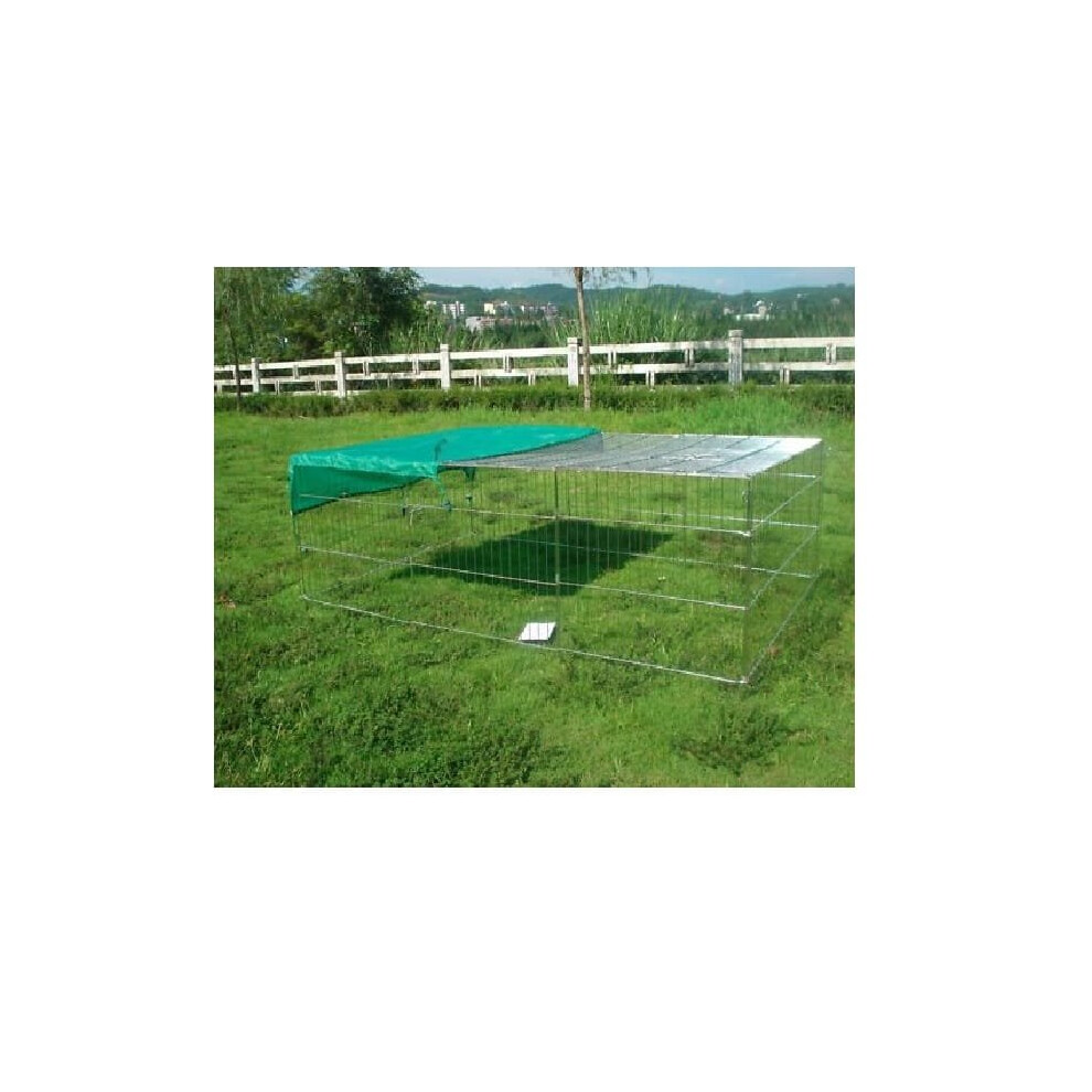 (2XL) Metal Pet Play Pen With Roof | Animal Exercise Enclosure
