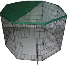(X-Large) Pet Play Pen Enclosure â Silver with Safety Net