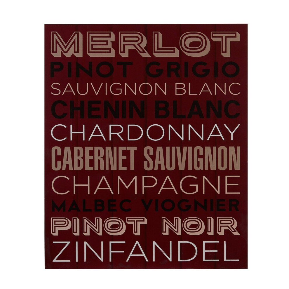 Wine List Wall Plaque, MDF - Red
