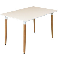 Charles Jacobs 120cm Rectangular Dining Table With White Tabletop and Solid Beech Wood Leg