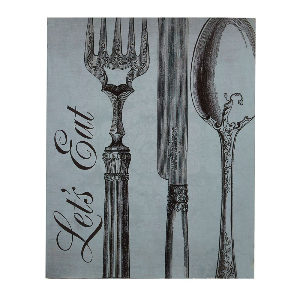 Let's Eat Wall Plaque, MDF - Blue