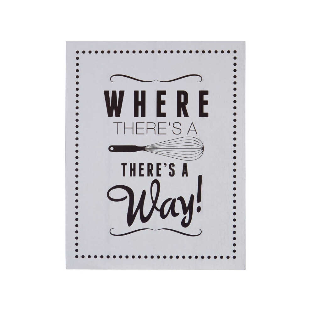 Premier Housewares Where There's A Whisk Wall Plaque, Mdf - Grey