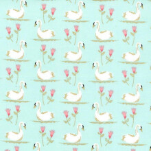 Fat Quarter Swans A Swimming Seafoam Green Cotton Quilting Sewing Fabric