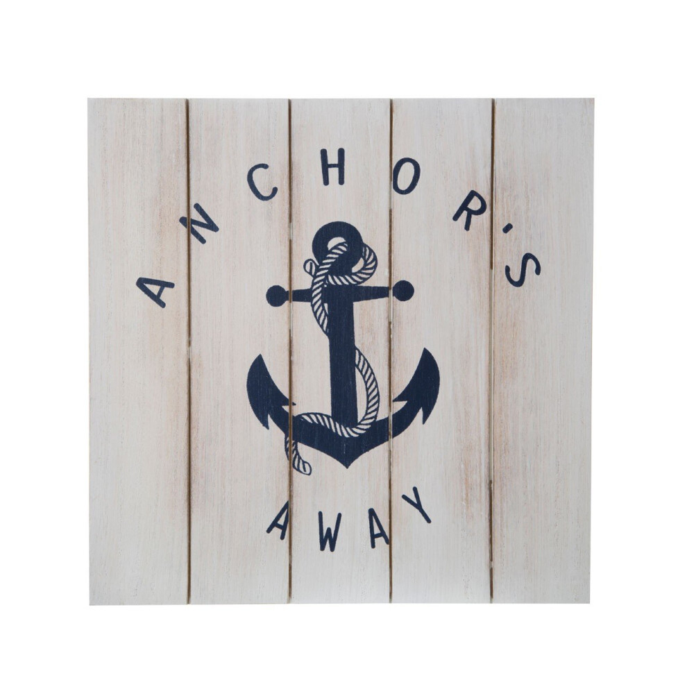 Premier Housewares Sailor Wall Art Blue Anchor Design, Mdf