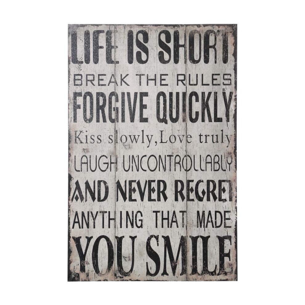 Premier Housewares Life Is Short Wall Plaque Distressed Design, Mdf