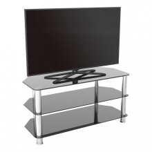 King Glass TV Stand 100cm, Chrome Legs, Black Glass, for TVs up to 50"