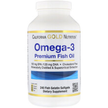 California Gold Nutrition, Omega-3 Premium Fiskolja, 100 Fiskgelatinsågkapslar