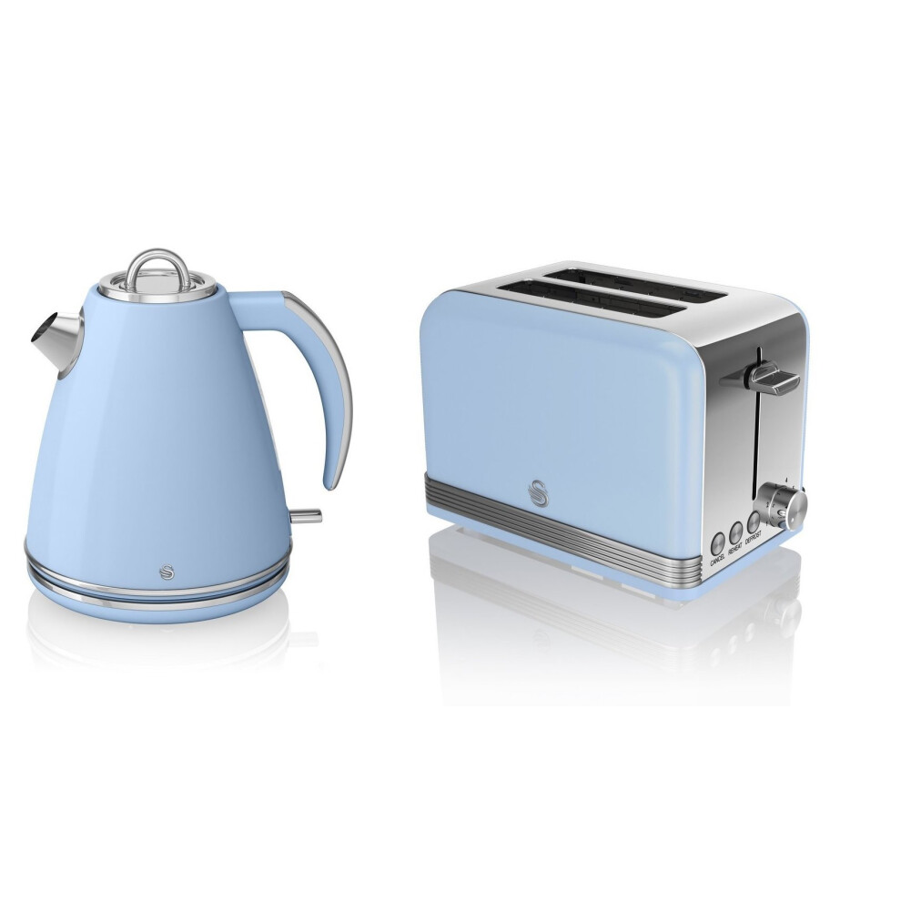 SWAN RETRO BLUE 1.5 Litre Jug Kettle & Blue 2 Slice Toaster Set