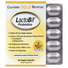 California Gold Nutrition, Probiotiques LactoBif 5, 5 Milliards d'UFC, 60 Gélules Végétales