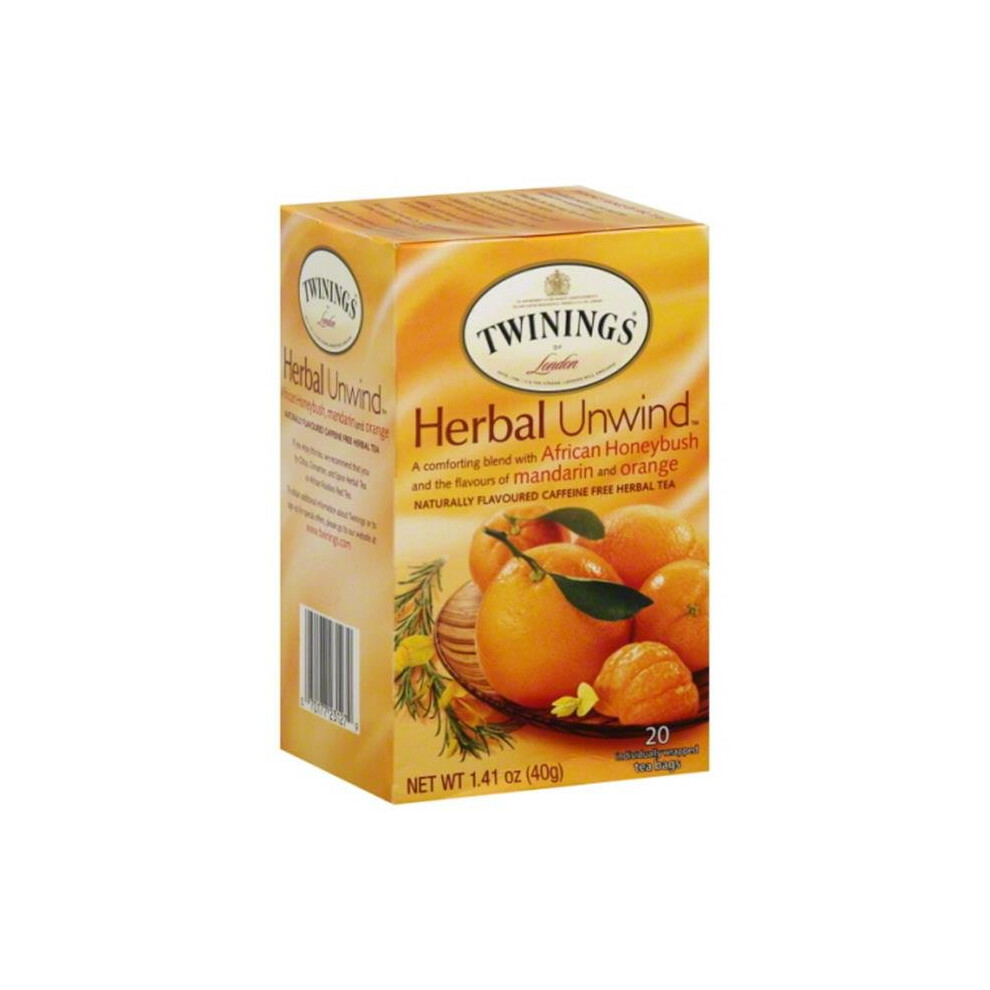TWINING TEA TEA HRBL UNWIND HNYBSH MDRN OR-20 BG -Pack of 6