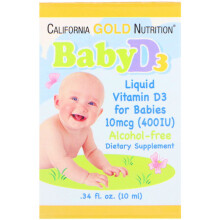 California Gold Nutrition, Baby Vitamin D3 Tropfen, 10 mcg (400 IE), 0,34 fl oz (10 ml)