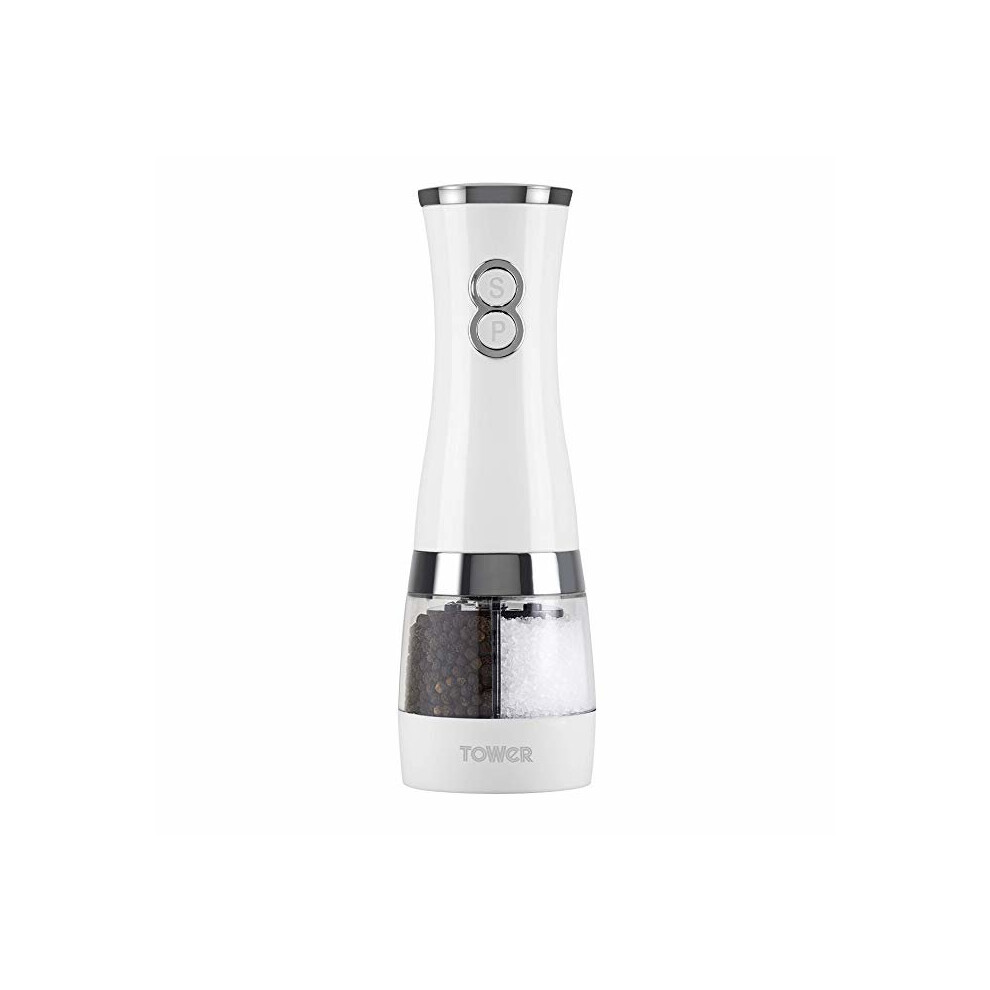 Electric Salt and Pepper Mill Set Duo Battery Operated White Chrome - Image 7