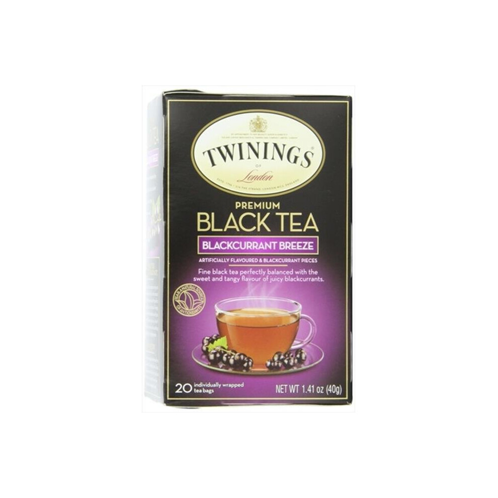 Twinings, Premium Black Tea, Blackcurrant Breeze, 20 Tea Bags, 1.41 oz (40 g)