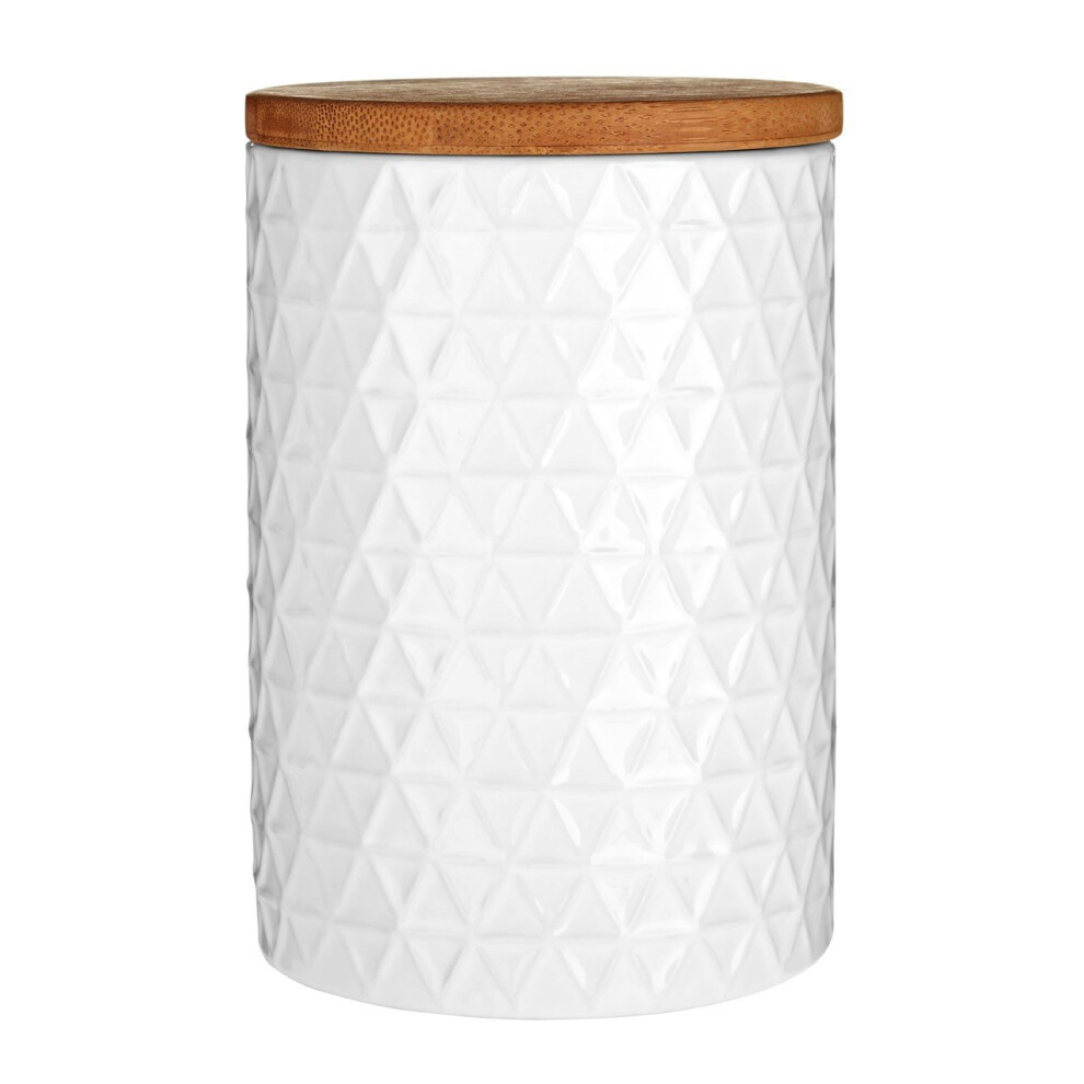 Premier Housewares Geome Tri Canister Dolomite, Bamboo Lid White