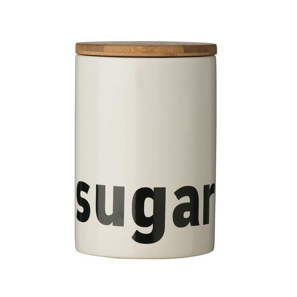 Mono Sugar Canister White Dolomite, Bamboo Lid