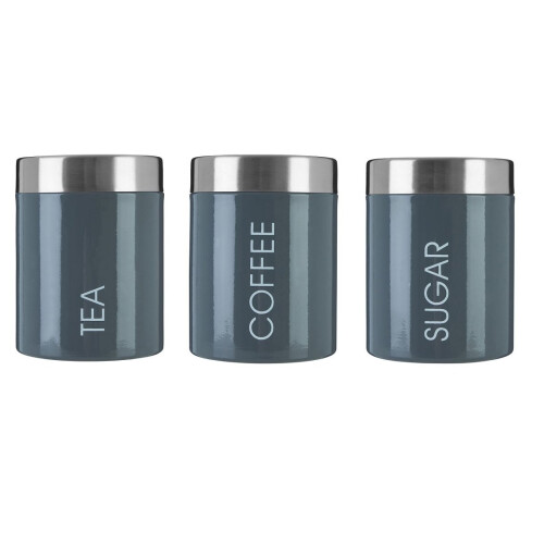 Premier Housewares Liberty Tea Coffee & Sugar Canisters, Grey