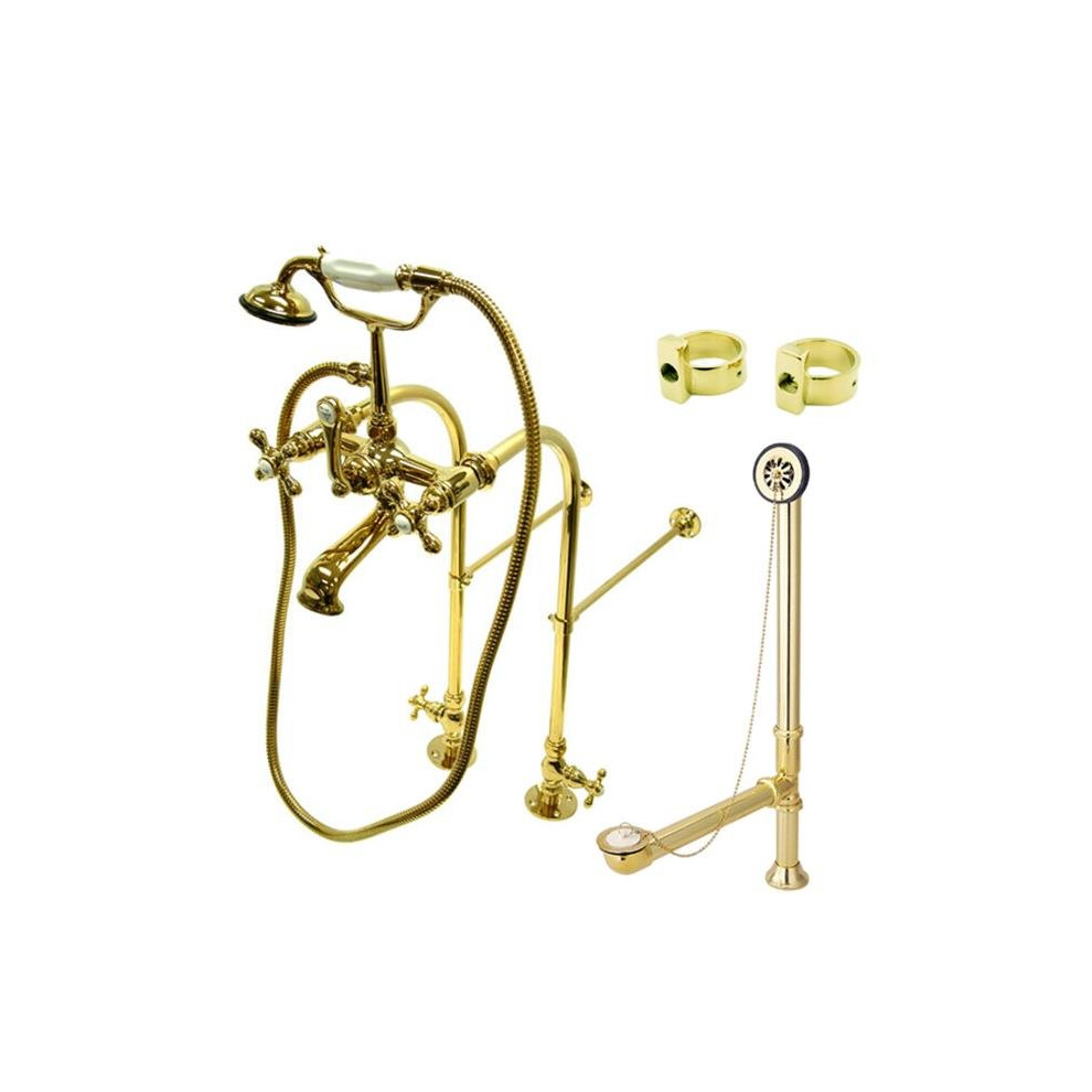 Kingston Brass Cck5172ax Vintage Freestanding Clawfoot Tub Faucet Package With Metal Cross Handles In Polished Brass 663370102042