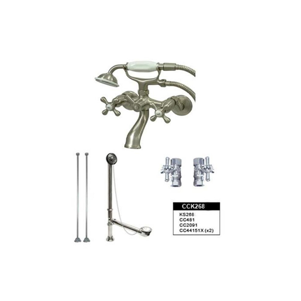 Kingston Brass Cck268sn Vintage Deck Mount Clawfoot Tub Faucet Package In Satin Nickel 663370099588