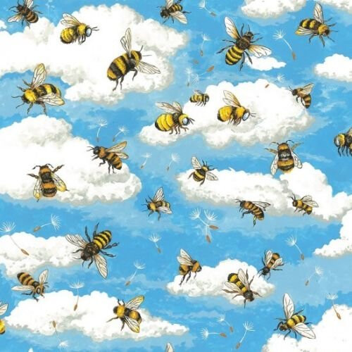 Fat Quarter Bee Haven Honey Bees Flying Cotton Quilting Sewing Fabric