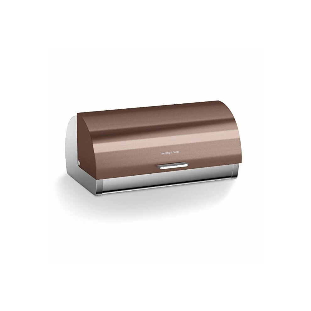 Morphy Richards 974003 Accents Roll Top Bread Bin, Stainless Steel, Copper