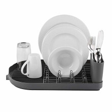 Tower T847000 Compact Dish Rack with Removable Cutlery Drainer, Colour Coated Stainless Steel, Grey