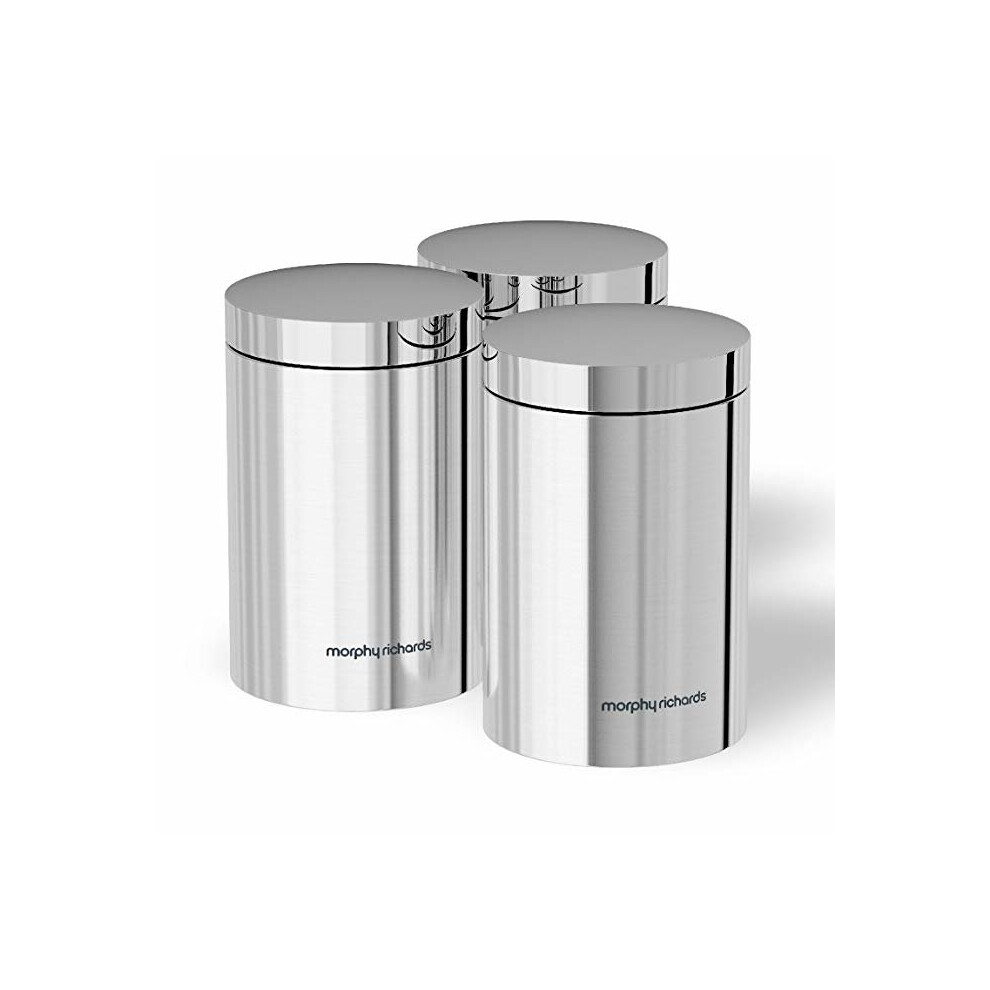 Morphy Richards 974059 Accents Kitchen Storage Canisters, Stainless Steel, Silver, Set of 3