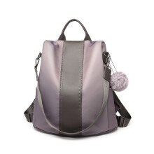 (Grey) Women Anti-theft Backpacks Girls Fur Ball School Bags Waterproof Daypack Rucksack Shoulder Bags