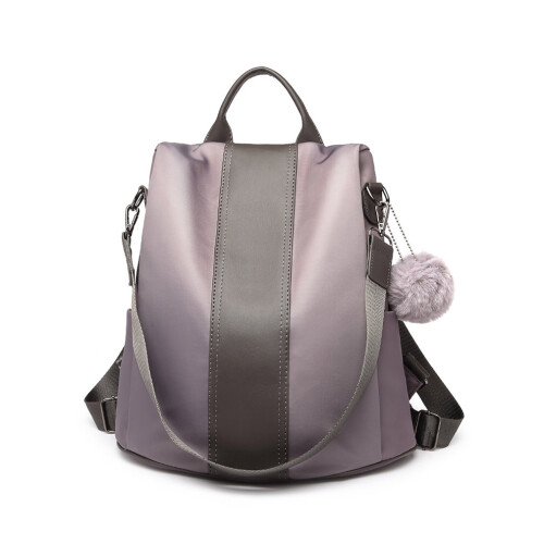 Miss Lulu (Grey) Women Anti-theft Backpacks Girls Fur Ball School Bags Waterproof Daypack Rucksack Shoulder Bags