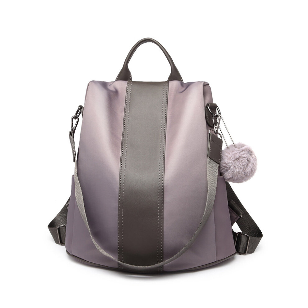 (Grey) Women Anti-theft Backpacks Girls Fur Ball School Bags Waterproof Daypack Rucksack Shoulder Bags