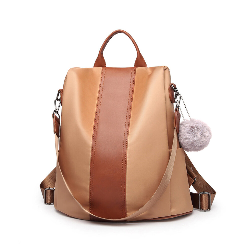 (Brown) Women Anti-theft Backpacks Girls Fur Ball School Bags Waterproof Daypack Rucksack Shoulder Bags