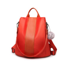 (Orange) Women Anti-theft Backpacks Girls Fur Ball School Bags Waterproof Daypack Rucksack Shoulder Bags