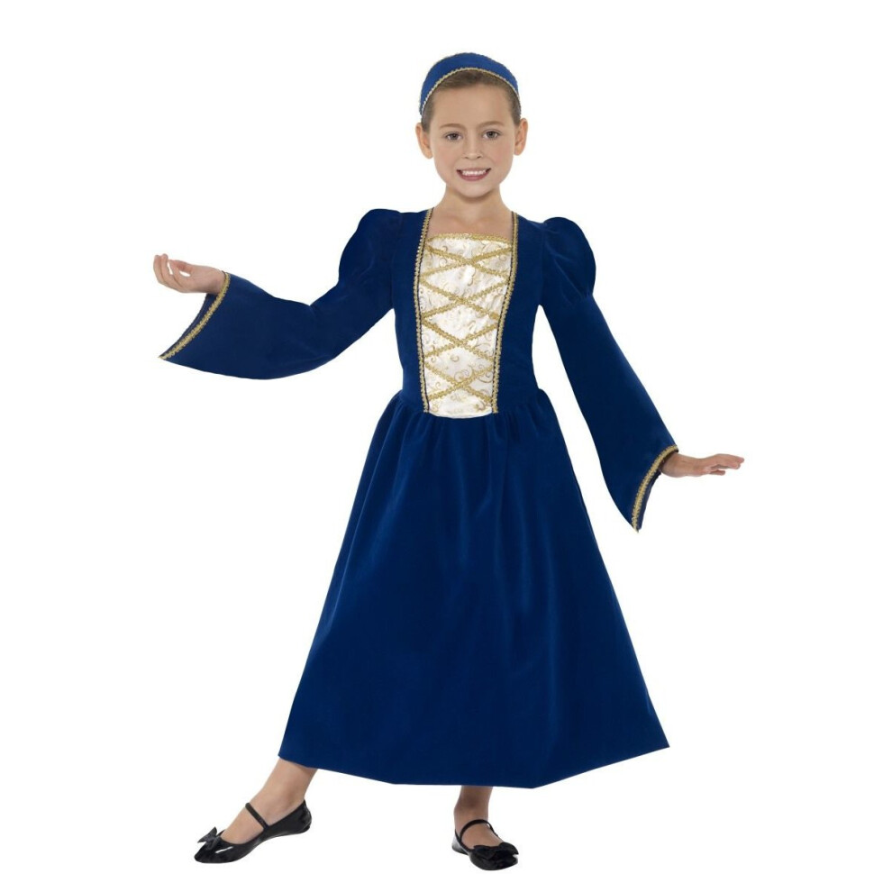 Smiffy's (Large) Kids Tudor Princess Girl Costume Blue,Cream,Gold