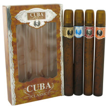 Cuba klassieke cadeauset | (4 x 1,17 Oz Eau De Toilette-spray) | Cuba Goud Cuba Blauw Cuba Rood Cuba Oranje | Geur voor mannen