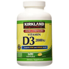 Kirkland Signature Vitamin D3 50 mcg (2000 IU) 600 Capsules - 20-Month Supply for Bones, Teeth, Immune & Muscle Health