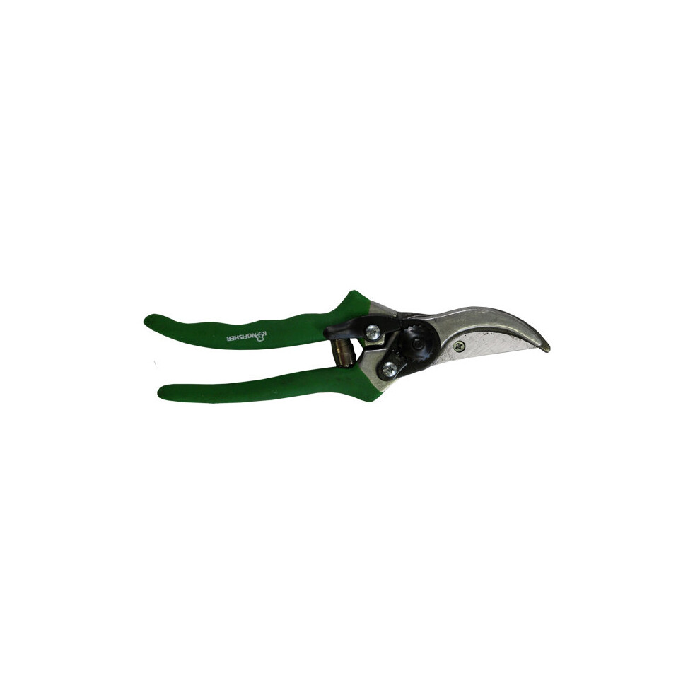 Kingfisher Bypass Secateur With Rubberised Cushion Grip And Carbon Steel Cutting Blades - Ideal For Garden Pruning Trimming & Cutting
