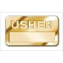 B & H Publishing Group 466826 Badge Usher Cut Out Letters Magnetic Brass