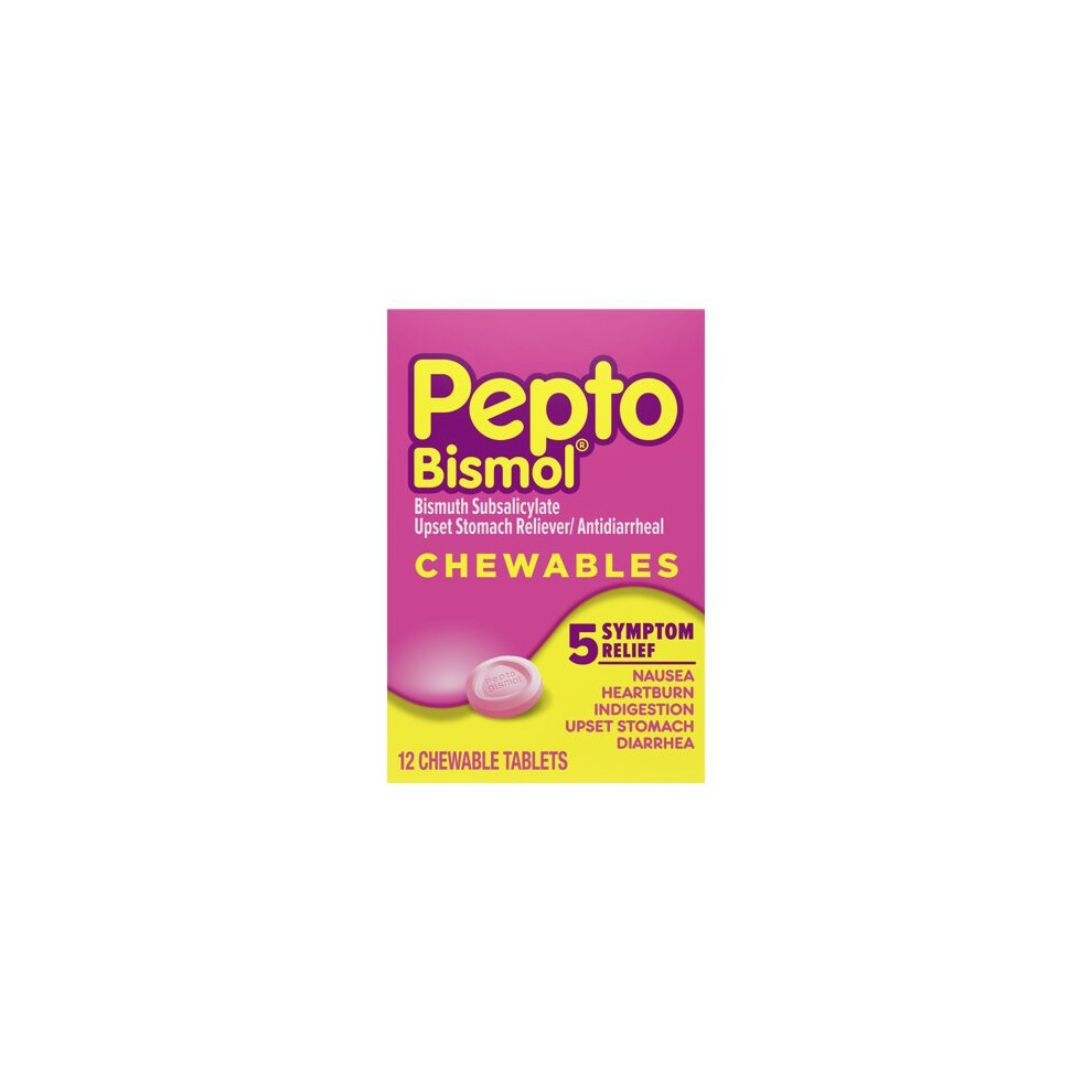 Pepto Bismol Upset Stomach Reliever/Antidiarrheal Chewables 12Ct