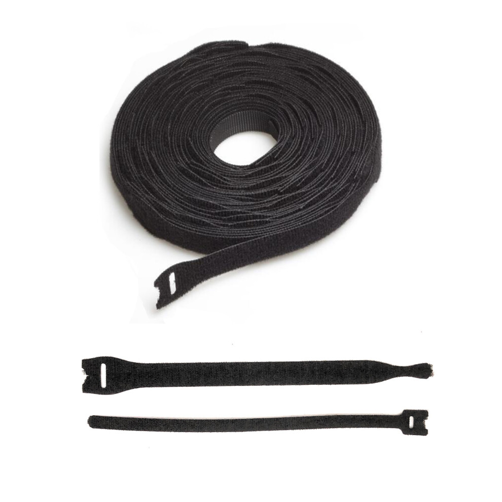 (20x200mm, 10) VELCRO® Brand Cable Ties One Wrap Double Sided Straps Black
