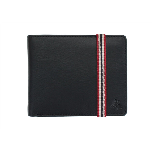 Visconti Bond Collection Men's RFID Black Leather Wallet With Elastic Closure