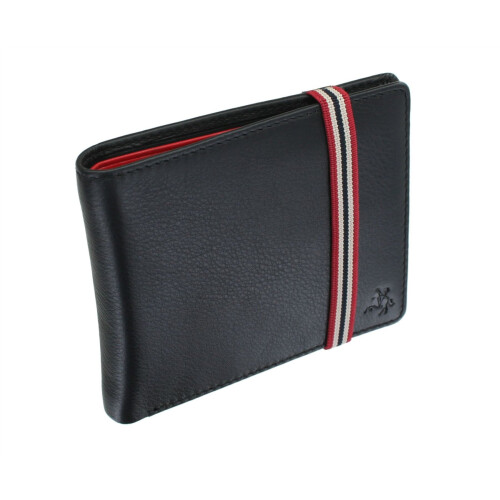 Visconti Bond Collection Men's RFID Black Leather Wallet With Elastic Closure 2